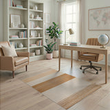 Neutral Beige Horizontal Stripe Area Rug