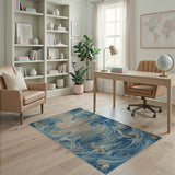 Seahorse Ocean Waves Blue Teal Area Rug