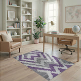 Purple Purple Grey Zigzag Geometric Area Rug