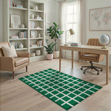 Geometric Modern Green Green White Gingham Checkered Area Rug