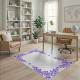 Elegant Purple Floral Border Area Rug