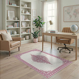 Pink Traditional Persian Elegant Pink Persian Medallion Area Rug