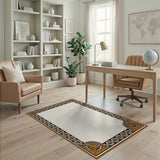Traditional Persian Ornate Orange Floral Border Area Rug
