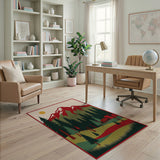 Sunlit Red Mountain Pine Forest Wildlife Rug