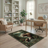 Grizzly Mother Bear and Cub Forest Lake Rug