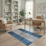 Navy Blue and Gray Striped Area Rug