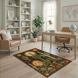 Southwestern Cactus Sun Moon Desert Rug