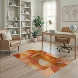 Modern Orange Geometric Circle Area Rug
