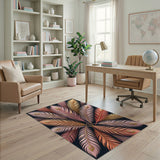 Golden Peacock Feathers Multi-Color Area Rug