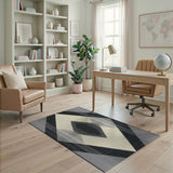 Black White Geometric Diamond Geometric Modern Area Rug