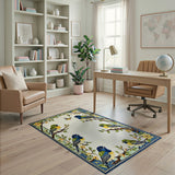 Colorful Birds on Branches Floral Rug
