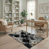Distressed Black Ink Splatter Area Rug