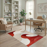 Abstract Area Red Abstract Wave Area Rug