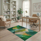 Blue and Teal Abstract Green Leaf Area Rug