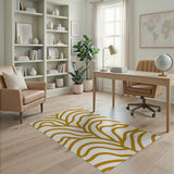 Golden Wavy Abstract Area Rug