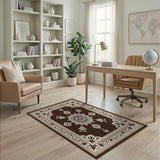 Traditional Persian Brown and Tan Ornate Brown Mandala Persian Area Rug