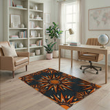 Orange Tribal Sunburst Area Rug