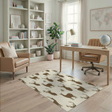 Brown Deer Silhouette Fern Pattern Area Rug