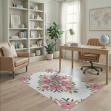 Ornate Pink Floral Medallion Pink Area Rug