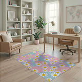 Pastel Daisy Floral Area Rug