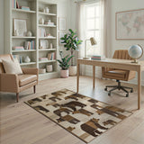 Geometric Bear Brown Tan Area Rug