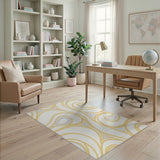 Abstract Area Yellow Swirl Abstract Area Rug