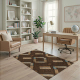 Vintage Travel Ticket Brown Area Rug