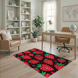 Red Fruit Pattern Vibrant Strawberry Fruit Pattern Area Rug