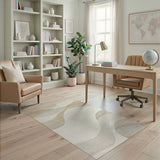 Serene Beige Wave Abstract Area Rug