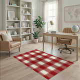 Rustic Farmhouse Red Buffalo Check Plaid Area Rug