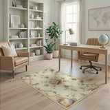 Vintage Peony Floral Area Rug in Pastel Blooms