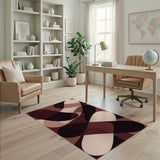 Abstract Maroon Overlap Area Rug