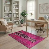 Vibrant Pink Tiger Silhouette Area Rug