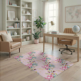 Vibrant Pink Floral Bloom Area Rug