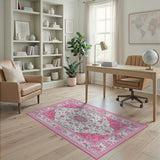 Traditional Persian Pink Pink Floral Persian Area Rug