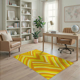 Vibrant Yellow Zigzag Geometric Area Rug