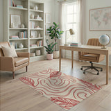 Abstract Red Leaf Swirl Area Rug