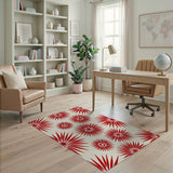 Bold Red Starburst Floral Area Rug