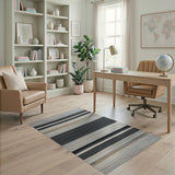 Bold Striped Black White Woven Area Rug