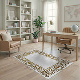 Luxurious Gold Ornate Persian Area Rug
