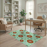 Whimsical Mint Orange Slice Snowflake Area Rug