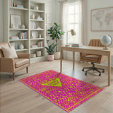 ODIKA Vibrant Pink Yellow Geometric Area Rug