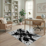 Dynamic Black Ink Splatter Abstract Area Rug