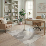 Serene Grey Wave Abstract Area Rug