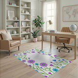 Blue Purple Cornflower Wreath Area Rug