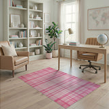 Pink Plaid Checkered Area Rug