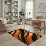 Brown and Tan Swirling Brown Abstract Area Rug