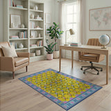 Vibrant Yellow Geometric Persian Area Rug