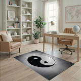 Geometric Modern Yin Yang Black White Geometric Area Rug