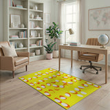 Playful Cartoon Eggs Yellow Area Rug